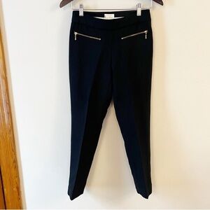 Kate Spade Black Ponte Pants Zipper Pockets Ankle Fit Size 0 Business Casual